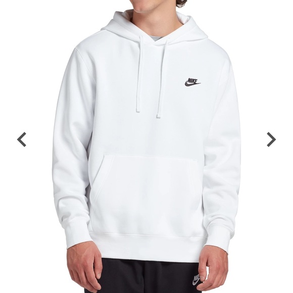 NWT Nike Men's Sportswear Club Fleece hoodie white with black logo - Picture 3 of 6